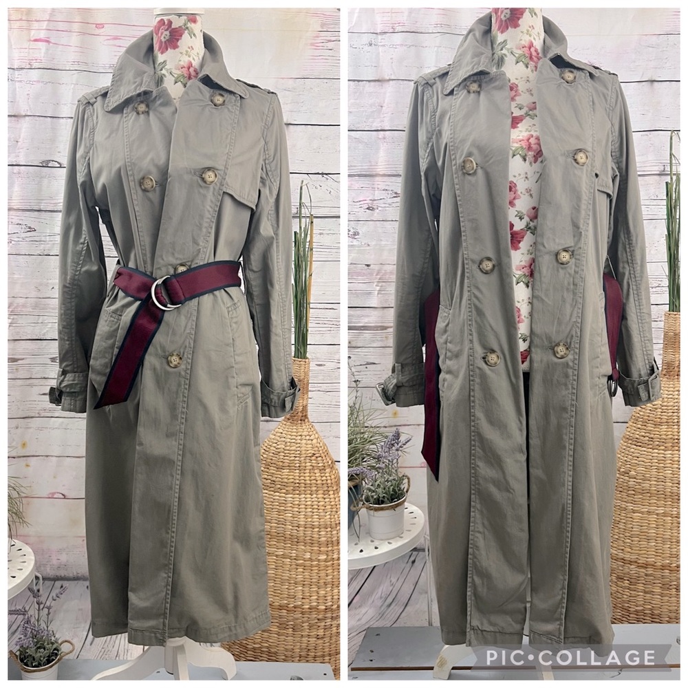 Abercrombie and Fitch Green Khaki Trenchcoat Size M
